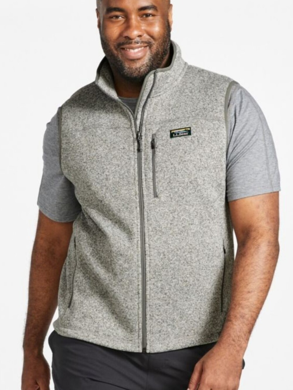 L.L.Bean Men's Bean's Sweater Fleece Vest XL Grey Full Zip